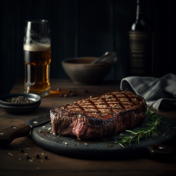 Beef - NY Striploin Steak Centre-Cut 14oz AAA 40+ Days Aged Grass-Fed Ontario