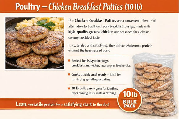 Poultry - Chicken Breakfast Patties (10lb)