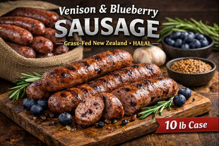 Game Meats - Venison & Blueberry Sausage Grass-Fed HALAL (3.5oz pcs) 10lb
