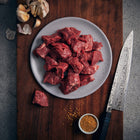 Beef - Certified Organic Diced Stewing Beef 40+ Days Aged Grass-Fed AAA Ontario 2lb