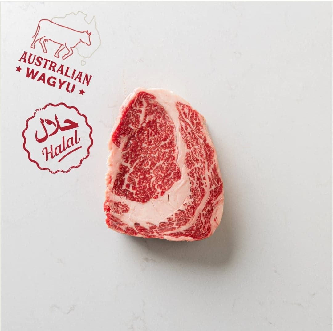 Beef - Ribeye (Boneless) 22oz- Australian Wagyu F1 100% grain-fed & finished 60+ Days Aged HALAL