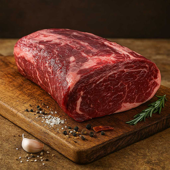 Beef - Certified Organic Whole Ribeye Boneless 40+ Days Aged Grass-Fed AAA Ontario 13lb