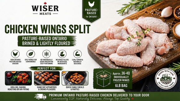 Poultry - Chicken Wings Split Fryer BRINED & Floured IQF Ontario (36-40 pcs) 6lb