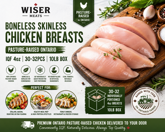Poultry - Chicken Breasts Boneless Skinless IQF Ontario 4oz (30-32 pcs) 10lb