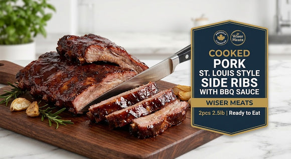 Pork - Cooked St Louis Style Side Rib With BBQ Sauce 2pcs 2.5lb Ready To Eat